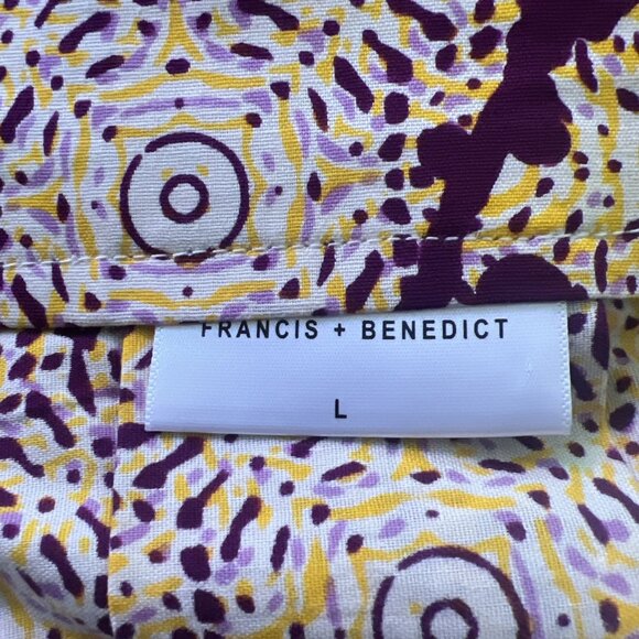 Womens New Francis Benedict Skirt Sz L Yellow Purple 100%Cotton - Picture 4 of 8